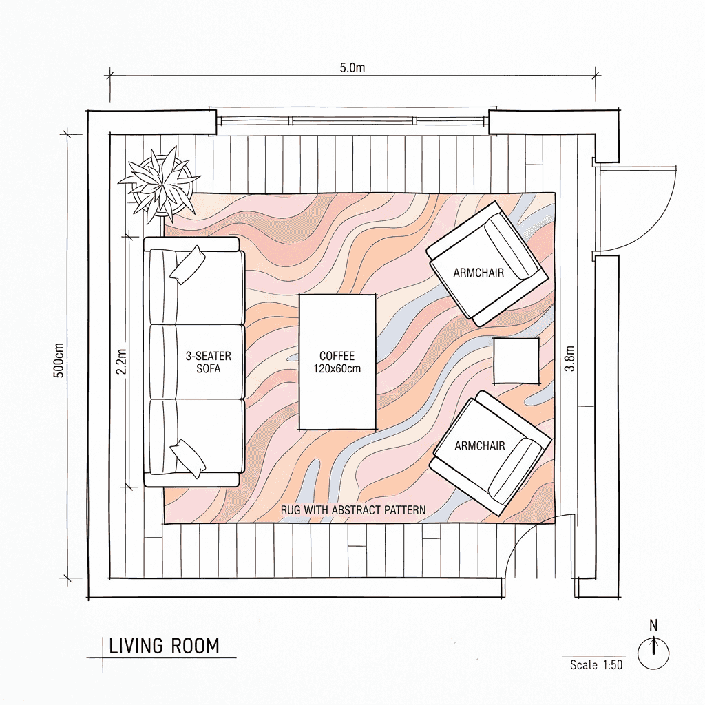 Living room full coverage layout