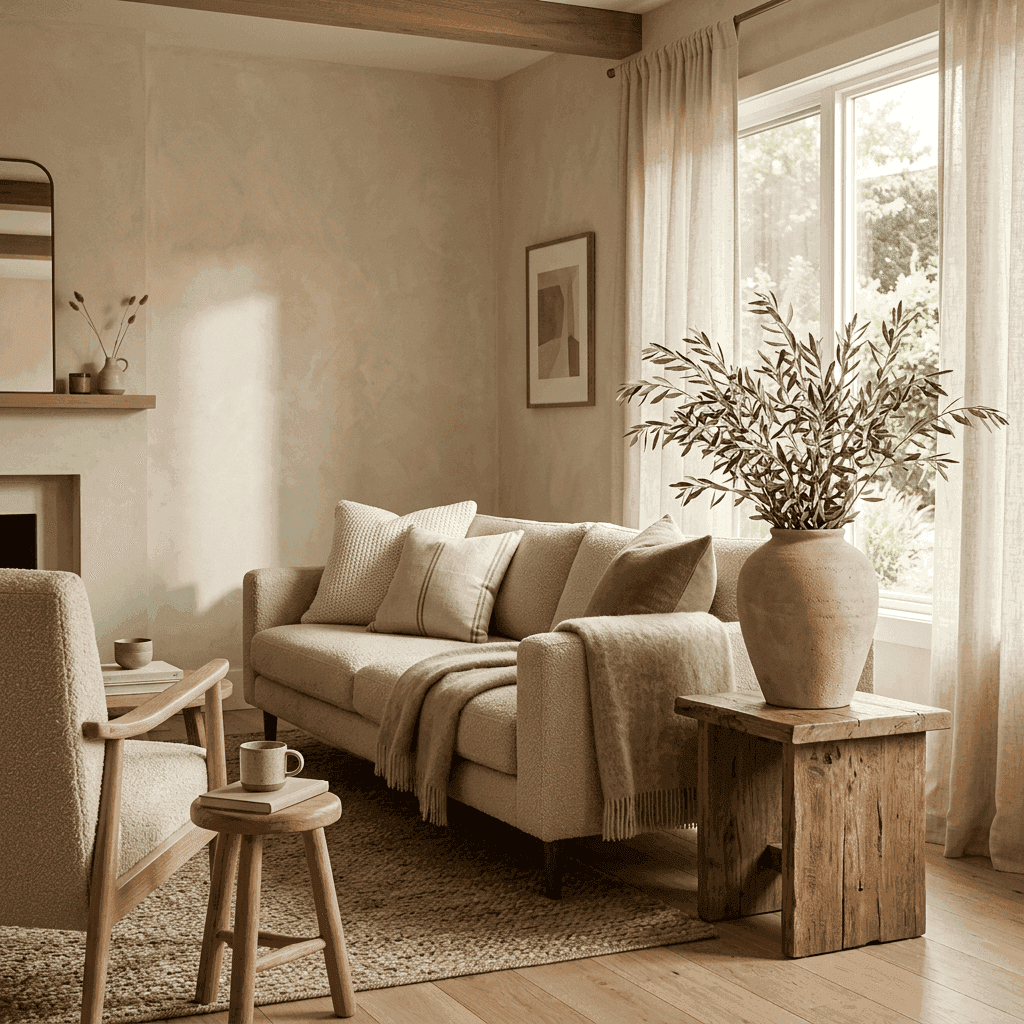 Cozy minimalist living room corner