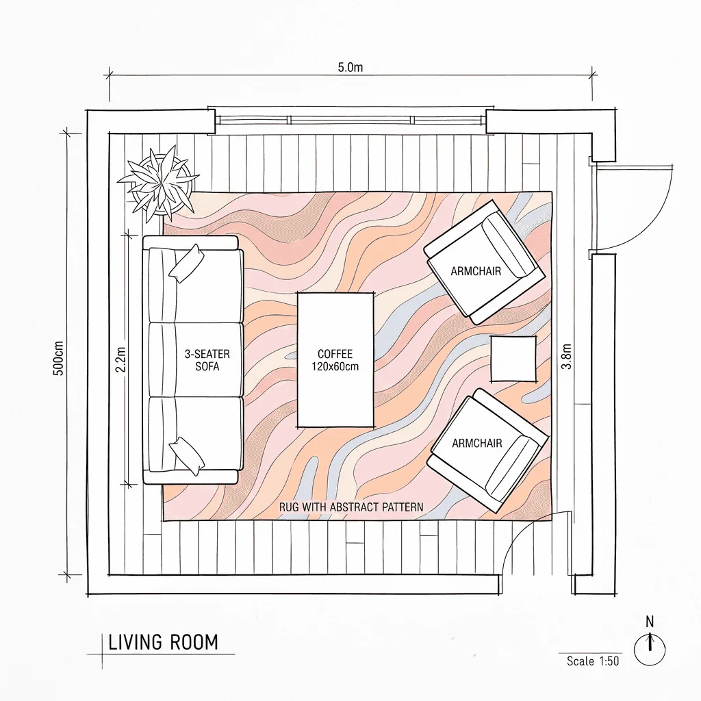 Living room full coverage layout