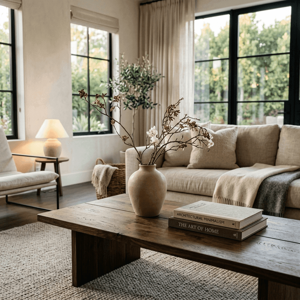 Beautifully styled wooden coffee table